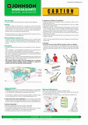 Johnson Marble & Quartz Laying Instructions Slabs